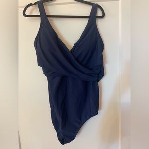 Lands End 18 Long Navy One Piece Swimsuit